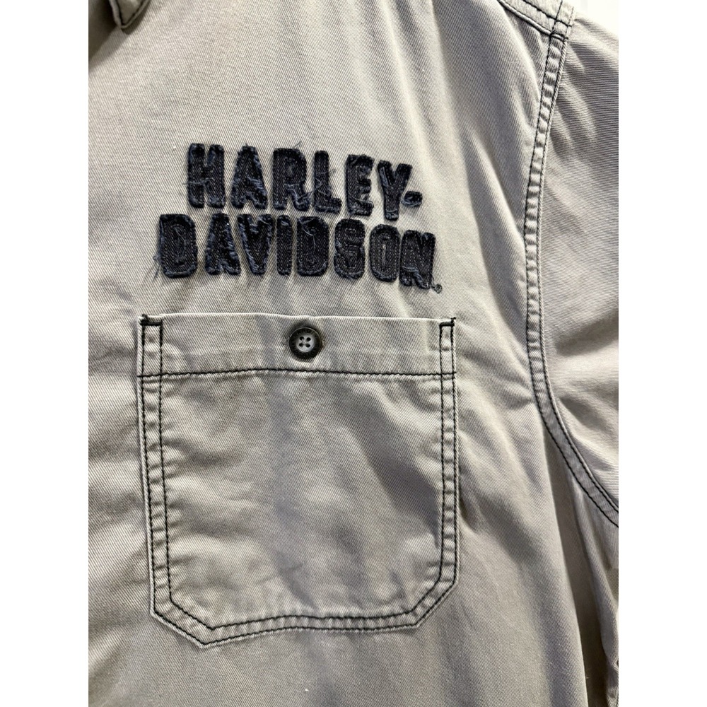 VTG Y2K Harley Davidson Motorcycle Eagle Short Sleeve Button Up Large Garage
